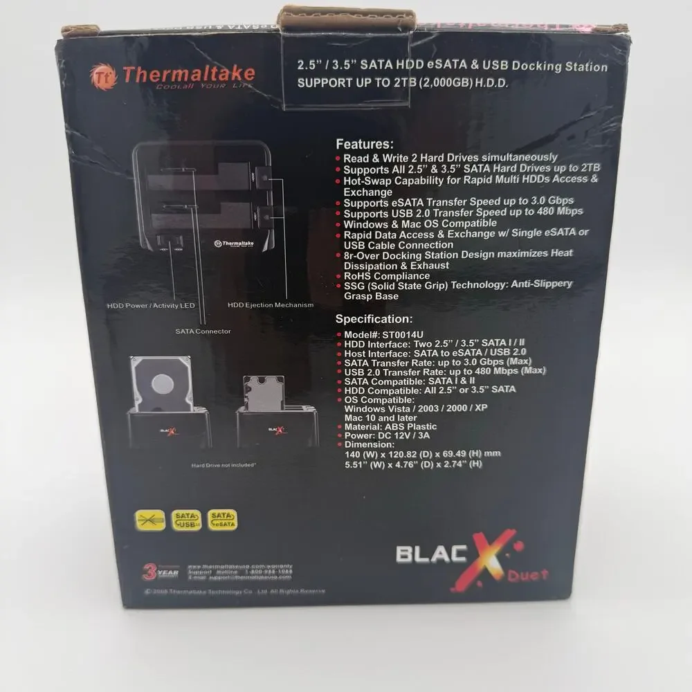 Thermaltake BlacX Duet Dual Bay SATA Hard Drive Docking Station eSATA USB